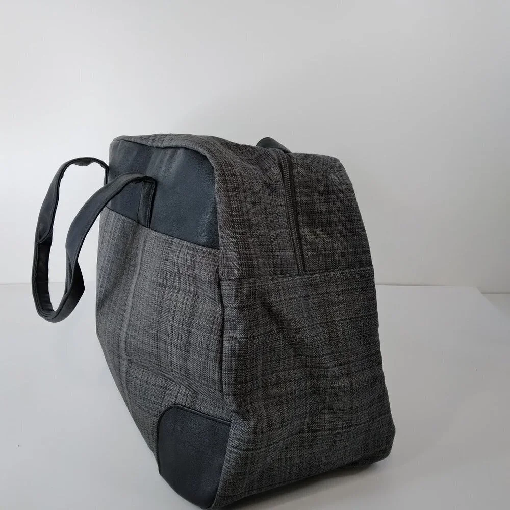 JOHN VARVATOS Designer Weekender Duffle Bag Grey and Black Travel Bag
